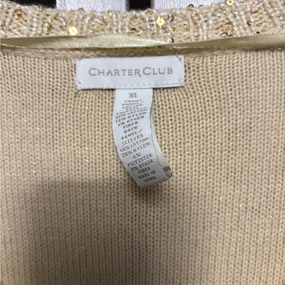Charter Club Cream V-Neck Sweater - Picture 3 of 4